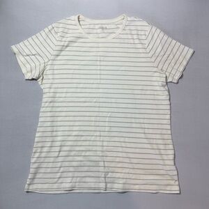 Lands' End Cream and Gray Shaped Fit Striped Tee Size XL Tall